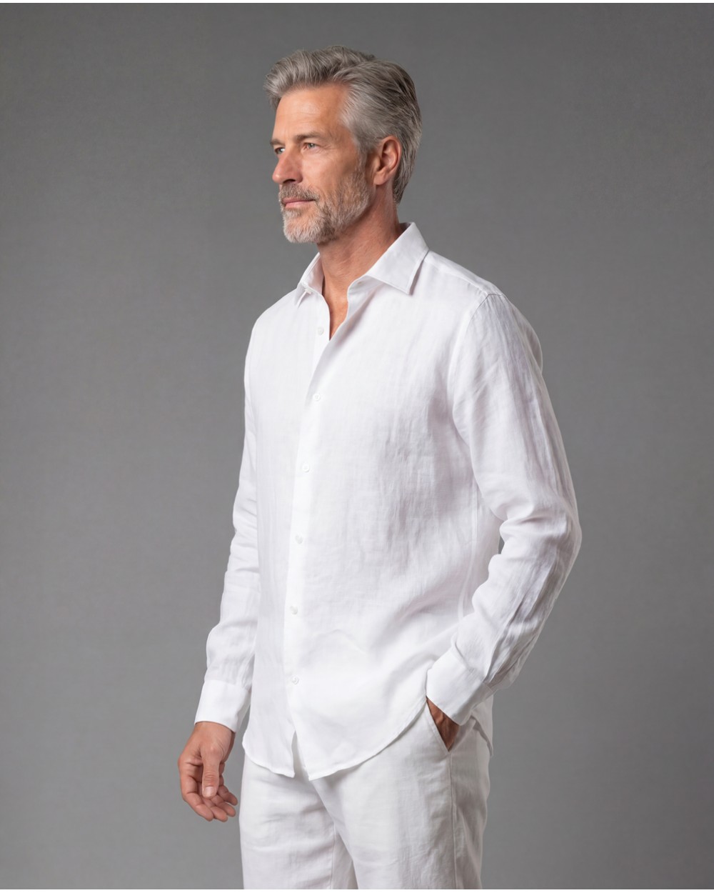 Camicia In Lino Con Collo Camicia A Tinta Unita 9432900/50695