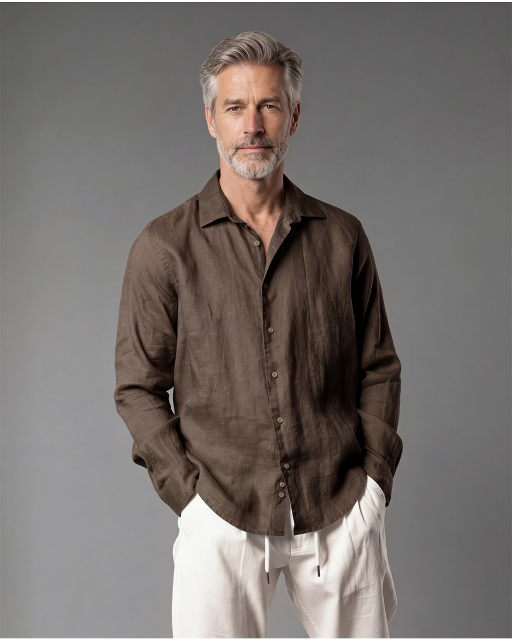 Camicia In Lino Con Collo Camicia A Tinta Unita 9432900/50695