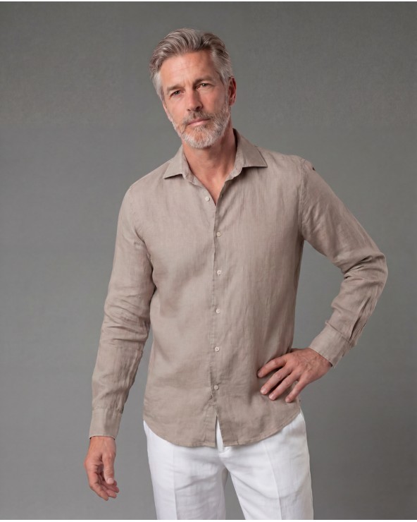 Camicia In Lino Con Collo Camicia A Tinta Unita 9432900/50695