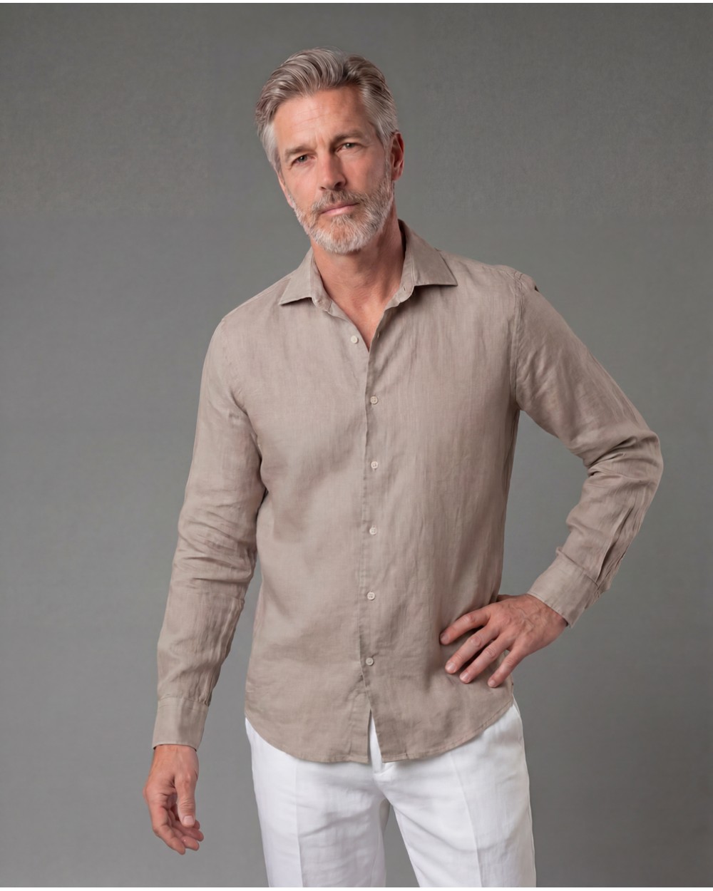 Camicia In Lino Con Collo Camicia A Tinta Unita 9432900/50695