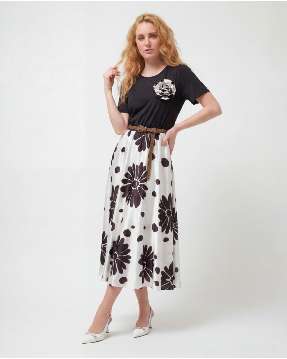 Abito Maxi A Fantasia Con Spilla 0857/57675