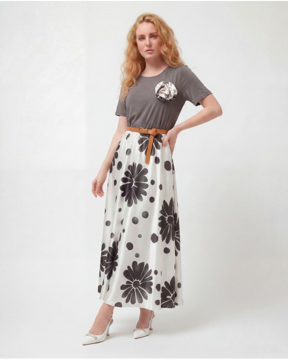 Abito Maxi A Fantasia Con Spilla 0857/57675