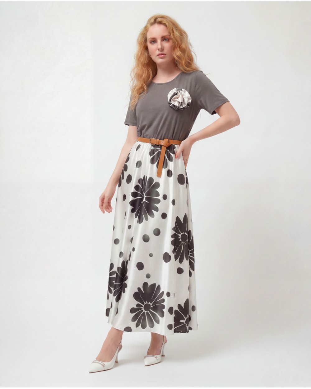 Abito Maxi A Fantasia Con Spilla 0857/57675