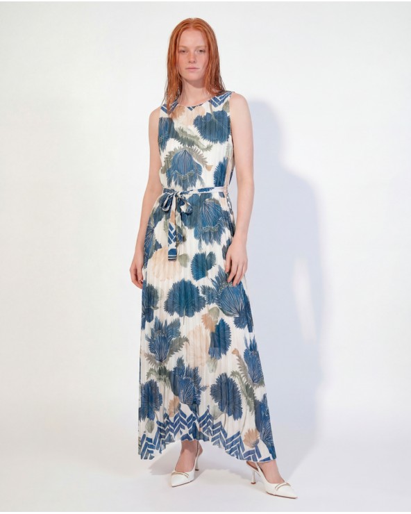 Vestito Maxi A Fantasia Con Cintura 19157/90725