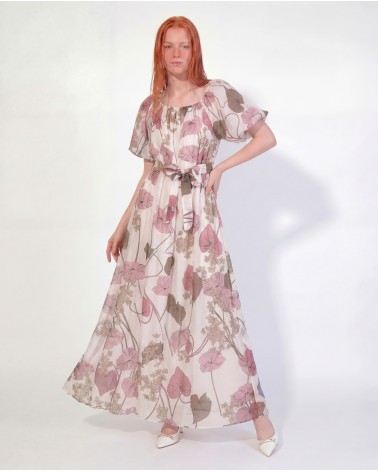 Vestito Maxi A Fantasia Con Cintura 91664/91900