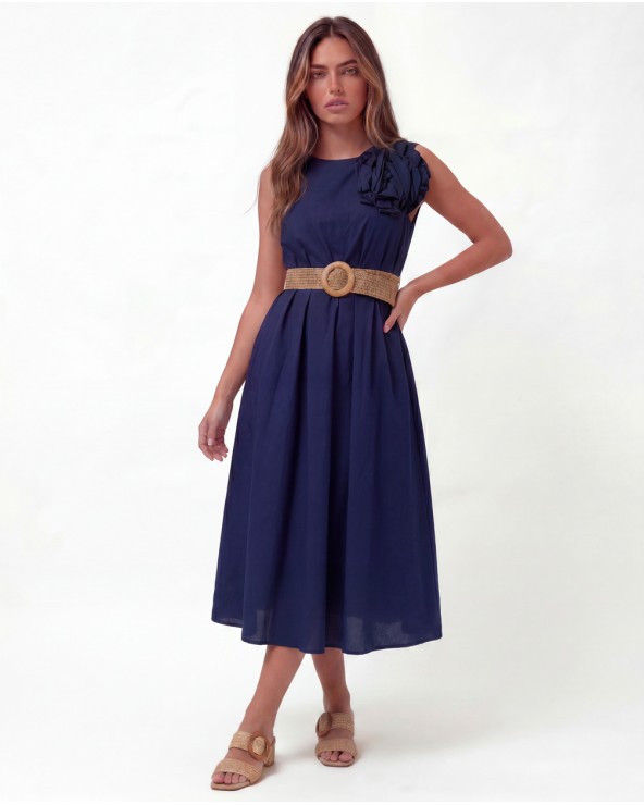 Vestito Midi Con Fiore 3932/21775