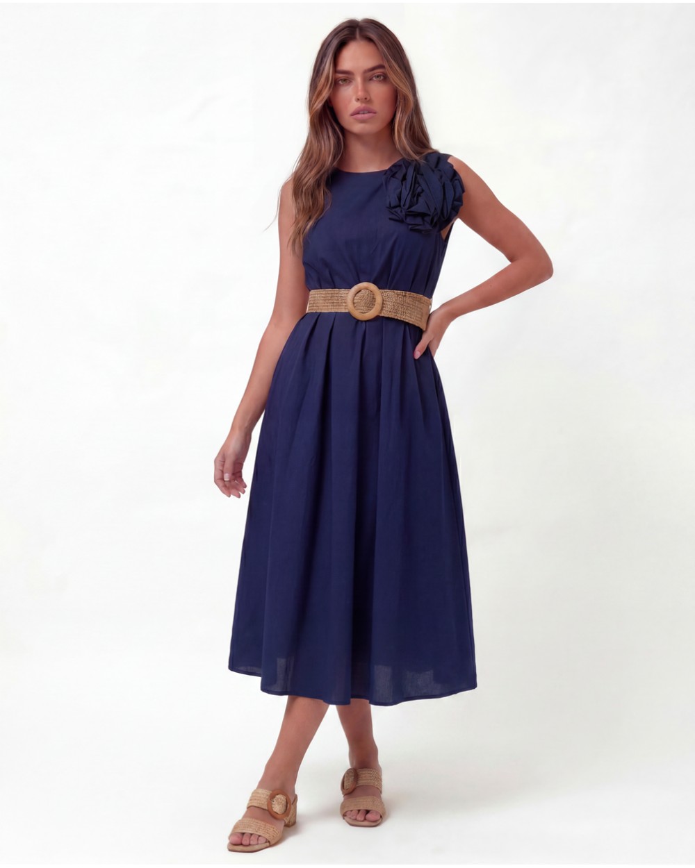 Vestito Midi Con Fiore 3932/21775
