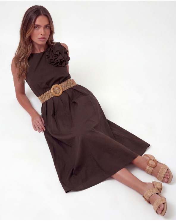 Vestito Midi Con Fiore 3932/21775