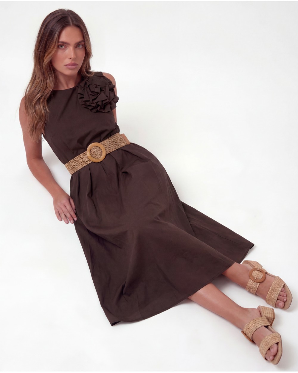 Vestito Midi Con Fiore 3932/21775