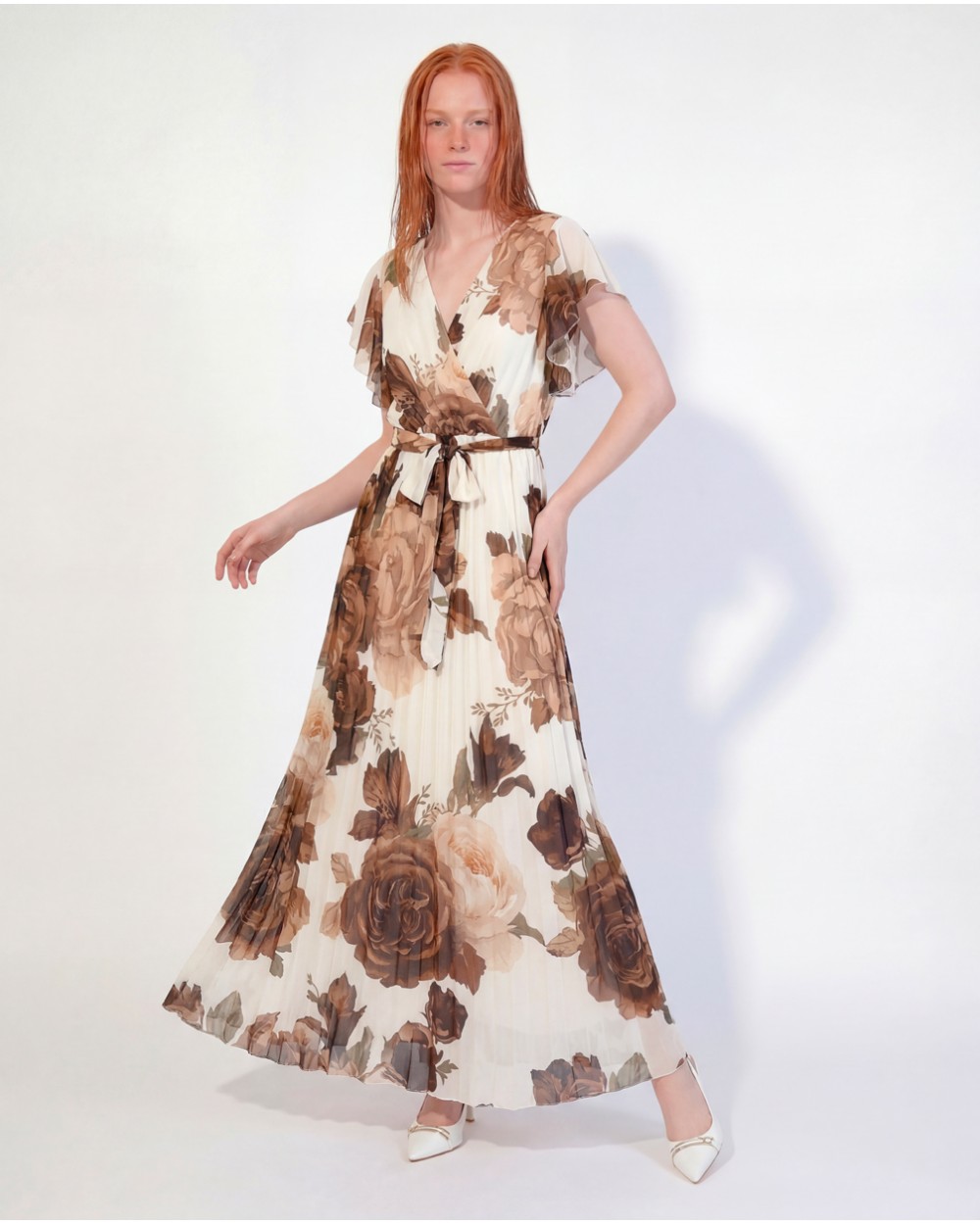 Vestito Maxi A Fantasia Con Cintura 88544/89725
