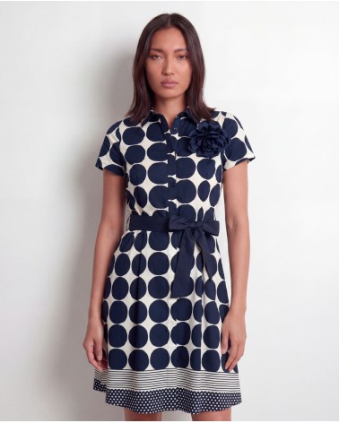 Vestito Midi A Fantasia Con Cintura 115933/63845