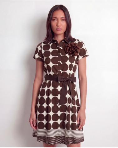 Vestito Midi A Fantasia Con Cintura 115933/63845