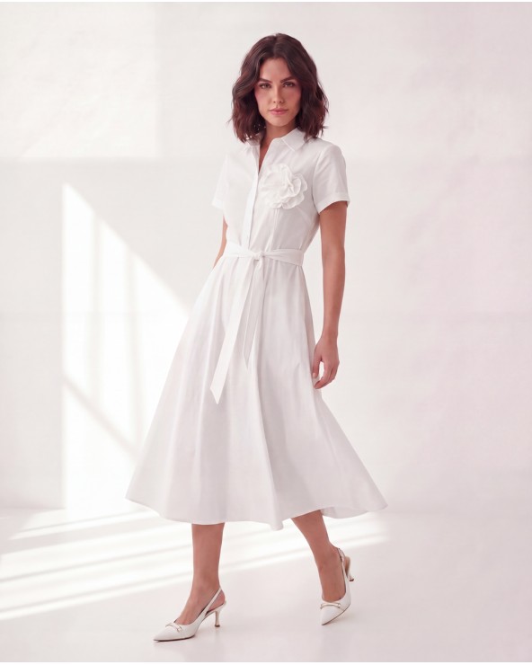 Vestito Midi Con Cintura E Spilla 113600/33695