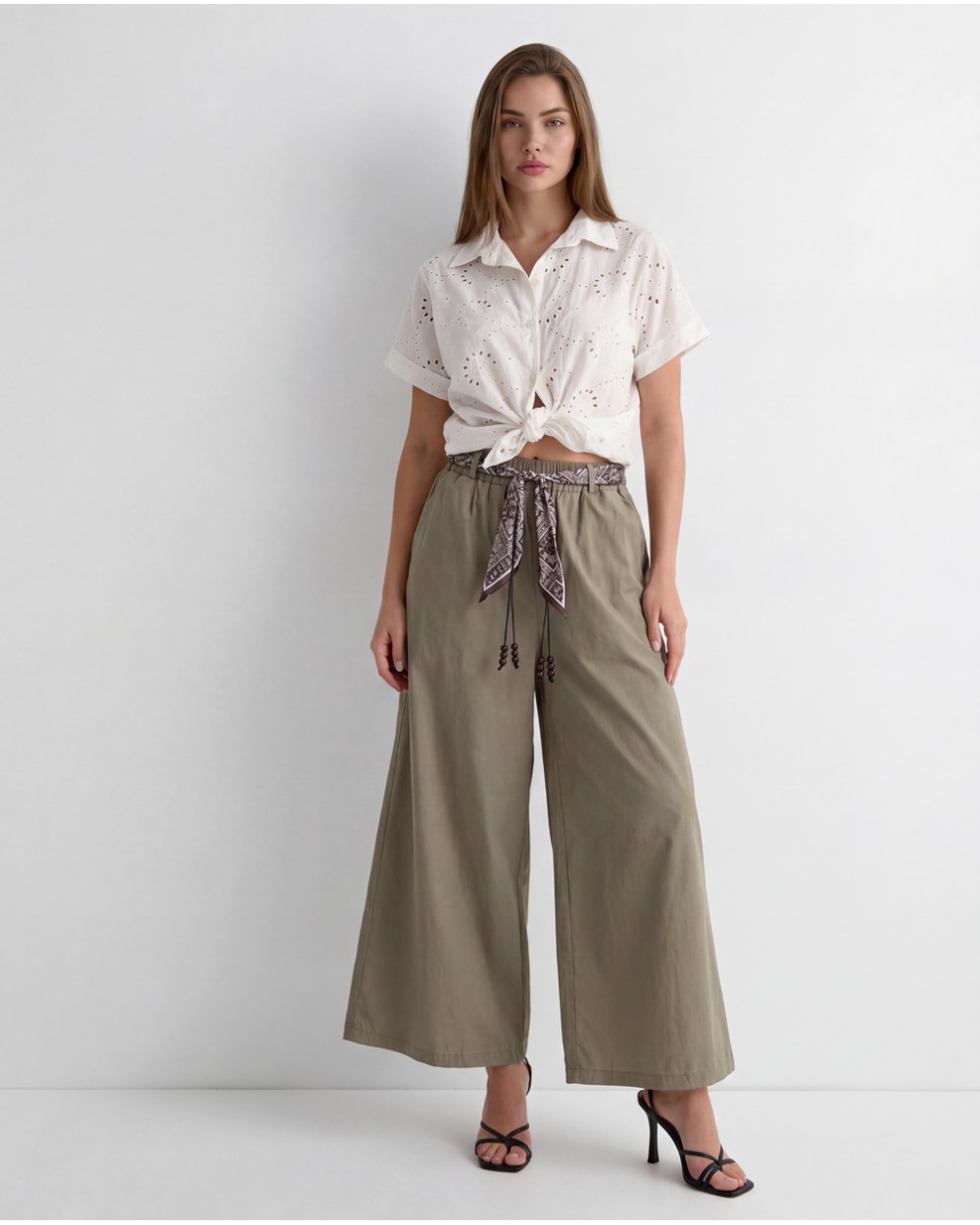 Pantaloni Cropped Con Cintura 15351/76475