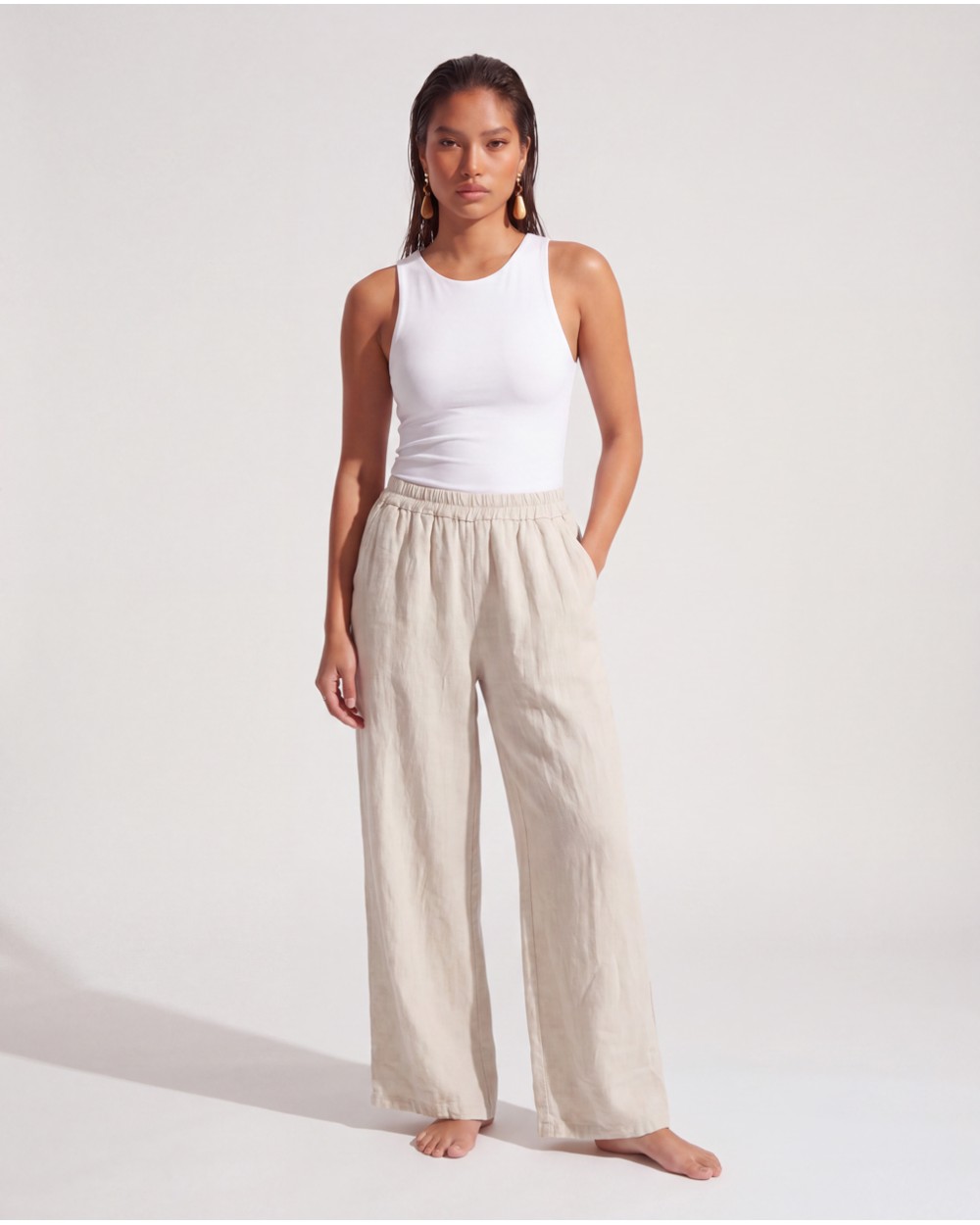 Pantaloni A Palazzo In Lino 9520/89575