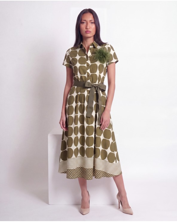 Vestito Midi A Fantasia Con Cintura 115933/63845