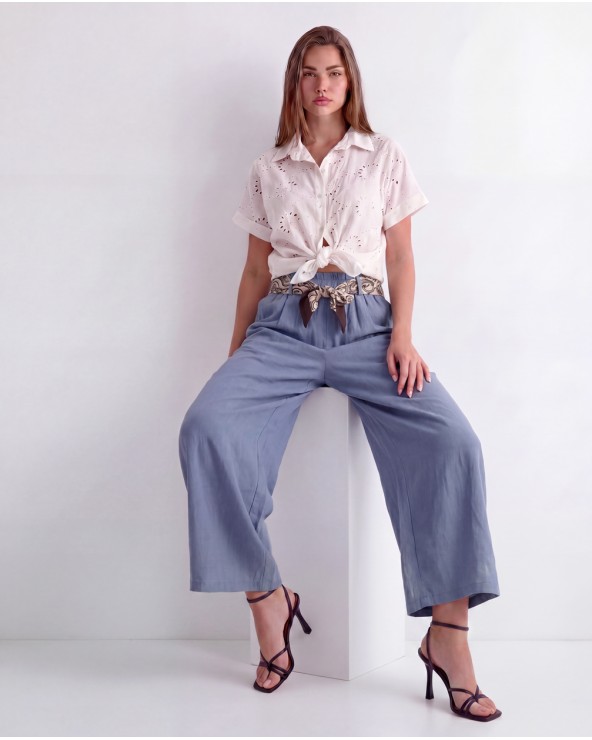 Pantaloni Cropped Con Cintura 63309/15325
