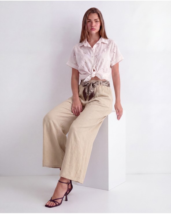 Pantaloni Cropped Con Cintura 63309/15325