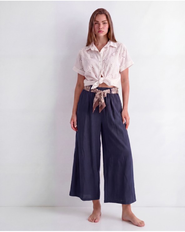 Pantaloni Cropped Con Cintura 63309/15325