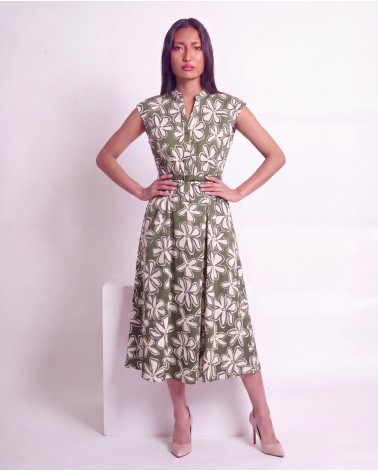 Vestito Midi A Fantasia Con Cintura 116303/29750