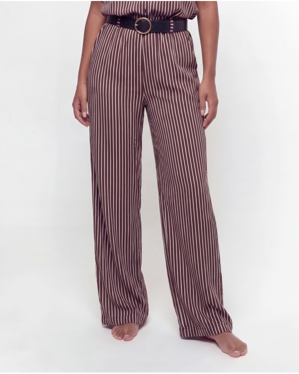 Pantaloni Rigati a Palazzo Con Cintura 5695/60475