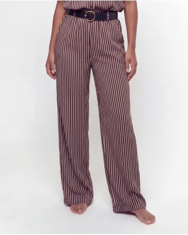 Pantaloni Rigati a Palazzo Con Cintura 5695/60475