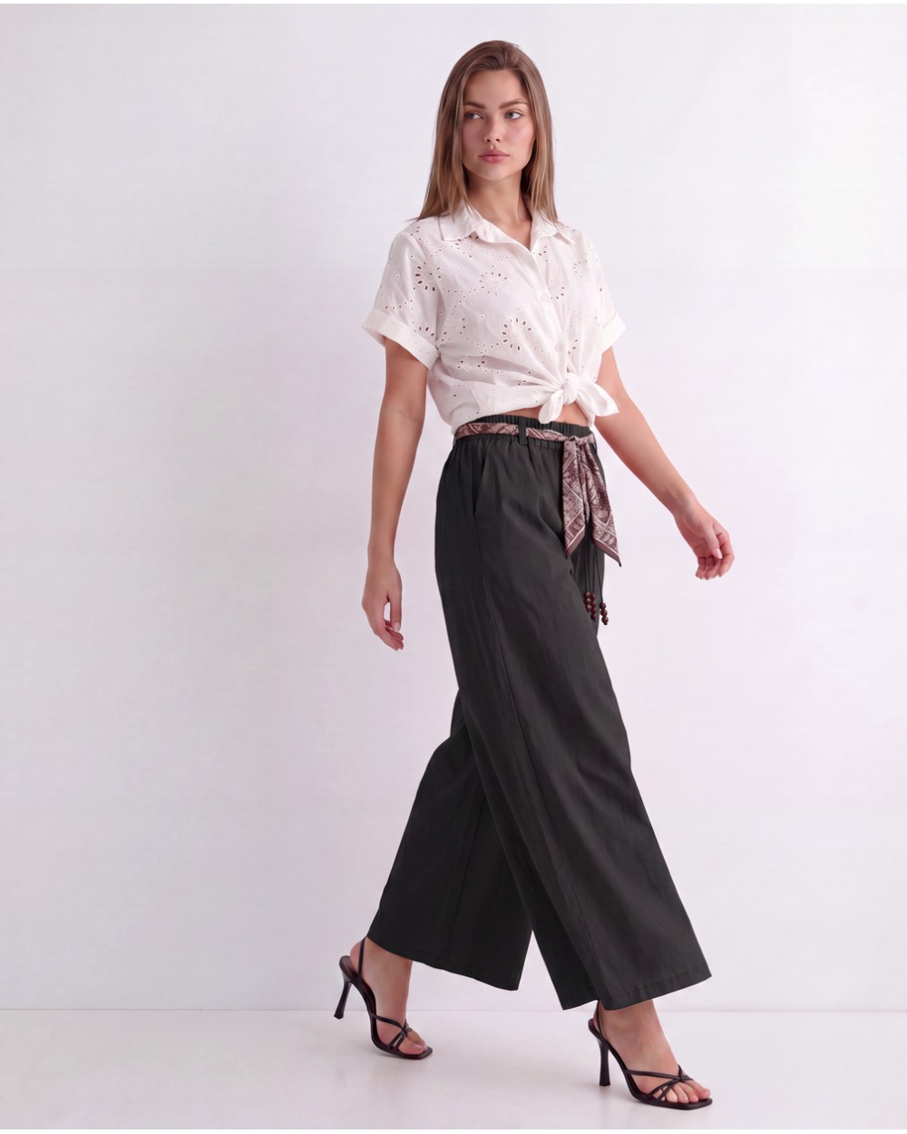 Pantaloni Cropped Con Cintura 15351/76475